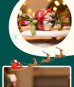 Festlicher karierter Weihnachts-Apfelbeutel in Bonbonform mit grünen Schleifen