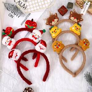 Christmas Plush Headband Cute Cartoon Santa Claus Snowman Reindeer Hair Hoop For Festival Party Photography Props Accessory