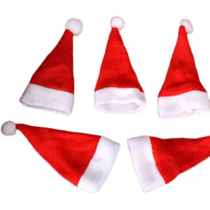 Decorative red mini Christmas hats set for holiday wine bottles and festive gifts