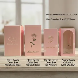 Set de cajas de regalo rosas para rosas preservadas en varios tamaños y estilos