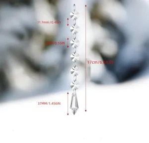 Detailed dimensions of clear faceted crystal bead string for Christmas tree decor