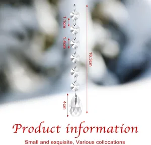 Close-up view of a transparent crystal bead string showing dimensions and 16.3cm length.