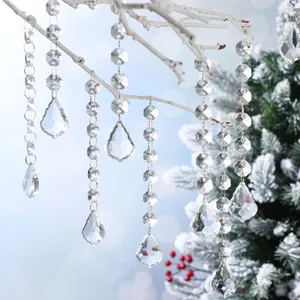Elegant transparent crystal bead strings for Christmas tree ornaments and wedding decor