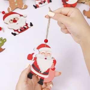 Décoration suspendue Père Noël en bois pour sapin de Noël bricolage de fête