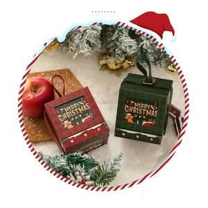 Elegante rote und grüne Weihnachtsboxen für Äpfel mit Ledergriffen und festlichen Motiven