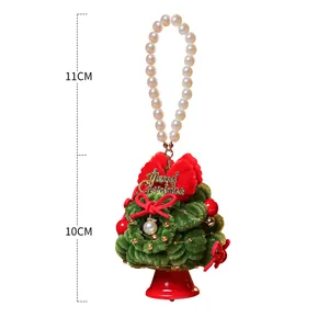 Handgefertigter gewebter Weihnachtsbaum-Autoanhänger mit Perlen Griff 21cm Länge