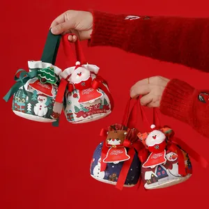 Sacchetti Regalo Natalizi in Tela con Motivo Babbo Natale e Pupazzo di Neve Coulisse per Caramelle Mela Articoli per Feste Decorazione Portatile