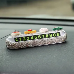 Christmas themed rhinestone car temporary parking phone number plate for dashboard