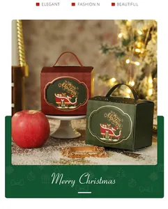 Elegante rote und grüne Weihnachts-Apfel-Geschenkschachteln mit festlichen Motiven