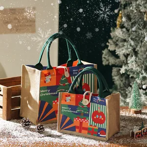 Borse natalizie creative in juta per regali e confezioni regalo festive per mele