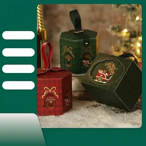 Weihnachts-Geschenkboxen Pappe Handheld Feiertags-Leckerli-Boxen Mit PU-Ledergriff Bedruckte Festive Apfel-Verpackungsbox
