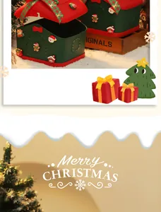 Detailansicht einer hausförmigen Weihnachts-Geschenkbox mit festlicher Dekoration