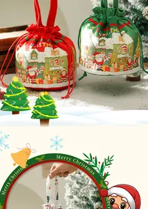 Detailansicht der Weihnachts-Geschenktüte mit Kordelzug und praktischem Tragegriff