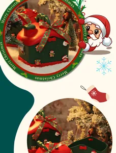 Festliches Sparschwein in Hausform und Geschenkbox mit niedlichen 3D-Weihnachtsdekoren.