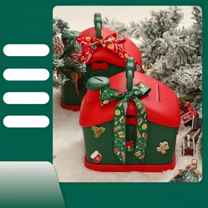 Weihnachtshaus Geformt Sparschwein Kunststoff Geschenkbox Kinder Heiligabend Apfel Verpackung Mit Band Festliche Hausdeko