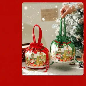 Weihnachten Kordelzug Geschenktüte Weihnachtsmann Schneemann Bedruckte Handtasche Süßigkeitenbeutel Apfelbeutel Für Weihnachtsfeier Dekor