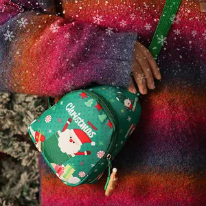 Zaino Mini per Bambini con Babbo Natale Cartone Animato Sacchetto Regalo di Natale per Mele e Caramelle in Tessuto per Bambini