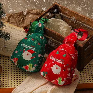 Borse da petto festive per bambini a tema Babbo Natale nei colori rosso e verde