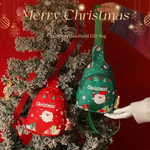 Borsa a tracolla creativa di Natale per bambini con motivo Babbo Natale in rosso e verde