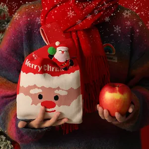 Bolsa de regalo de Navidad de punto con diseño de Papá Noel para manzanas y regalos