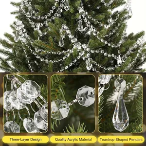 Elegante guirnalda de cuentas de cristal acrílico de tres capas para decorar el árbol