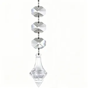 Close-up of clear crystal icicle hanging ornament for Christmas tree decor
