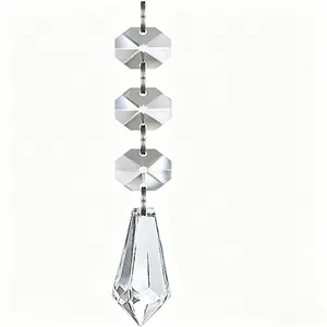 Elegant faceted clear crystal icicle bead string ornament for Christmas tree decor.