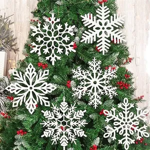 Set of 6 large 30cm white snowflake ornaments for Christmas tree decor