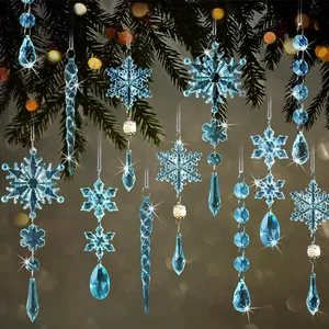 Decorazioni Natalizie in Acrilico a Fiocco di Neve Ciondoli a Ghiacciolo e Goccia d'Acqua Decorazioni da Appendere per Albero di Natale per Capodanno Festa Casa