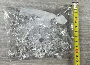 Transparentes Acryl-Weihnachtsset mit Schneeflocken und Eiszapfen, inklusive Bändern