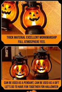 Κοντινό πλάνο με φωτεινά φανάρια κολοκύθας Halloween με ζεστό φως LED για διακόσμηση