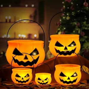 Secchielli lanterne a zucca luminose per Halloween in varie dimensioni per decorazioni