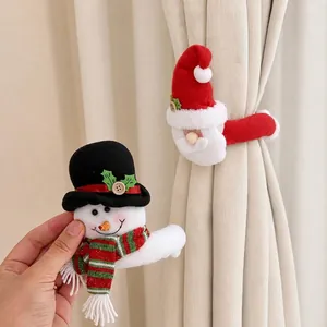 Christmas Curtain Buckles Santa Claus Snowman Elk Plush Doll Curtain Tiebacks Festive Home Window Ornaments Decor