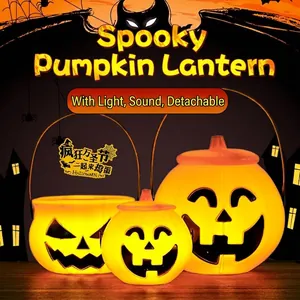 Lanterne a secchiello a forma di zucca luminosa per Halloween con effetti luci e suoni