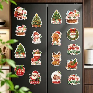 16-teiliges festliches Weihnachts-Kühlschrankmagnet-Set mit Weihnachtsmann und Rentier