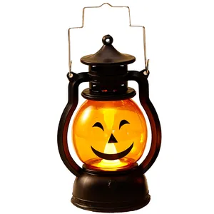 Φορητό φωτιζόμενο φανάρι κολοκύθας Halloween με μαύρο πλαίσιο και μεταλλική λαβή