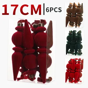 Vintage Beflockte Eiszapfen Weihnachtsschmuck Set Matte Kunststoff Hänger Für Feiertagsbaum Dekoration Party Zubehör