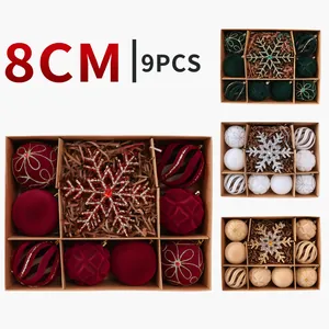 Velvet Christmas Ball Ornaments Snowflake Plastic Special-Shaped Pendants For Christmas Tree Festive Home Decoration Ornaments Collection