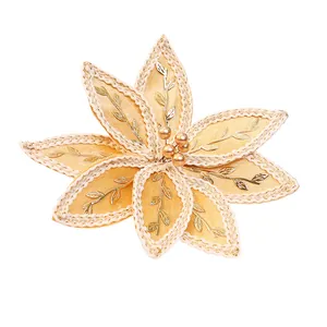 Fleur de Noël artificielle dorée avec perles pour la décoration du sapin DIY