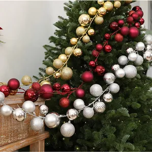 Lange Weihnachtskugel Girlande Dekorative Schnur Für Feiertage Hotel Mall Party Ornamente Kunststoff Glänzend Matt Glitzer