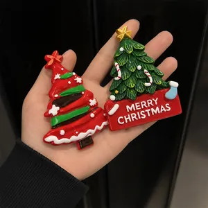 Imanes de Nevera de Navidad de Resina Relieve 3D Papá Noel Árbol Guirnalda Chimenea Linterna Lindos Magnéticos Decoración Hogareña Regalo