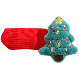 Christmas Door Handle Covers Santa Claus Tree Hanging Ornaments Plush Knitted Fabric For Holiday Home Decor Party Decoration