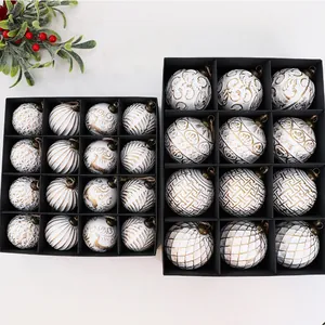 Set di palline di Natale galvanizzate bianche e oro di alta qualità in scatole regalo