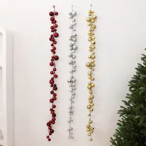 Dekorative 1,9m Weihnachtskugel Girlanden Ornamente in den Farben Rot Gold und Silber