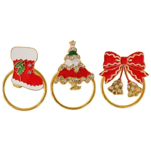 Exquisite Weihnachts-Serviettenringe Set mit Tannenbaum Socken und Schleife Motiven
