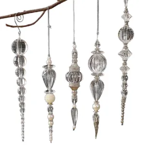 Elegantes Set aus transparenten Acryl-Eiszapfen für festliche Weihnachtsbaumdeko
