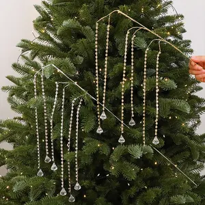 Branches de gemmes en acrylique pour sapin de Noël avec gouttes de strass suspendues