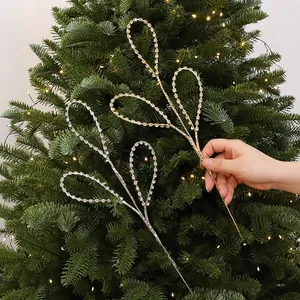 Élégantes branches florales en strass or et argent pour la décoration de Noël DIY