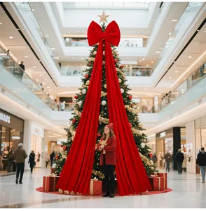 Extra-large burgundy velvet Christmas bow pendant used for shopping mall tree decoration