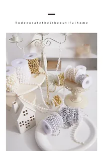 Elegant gold silver and white pearl bead chains for DIY Christmas home decorations